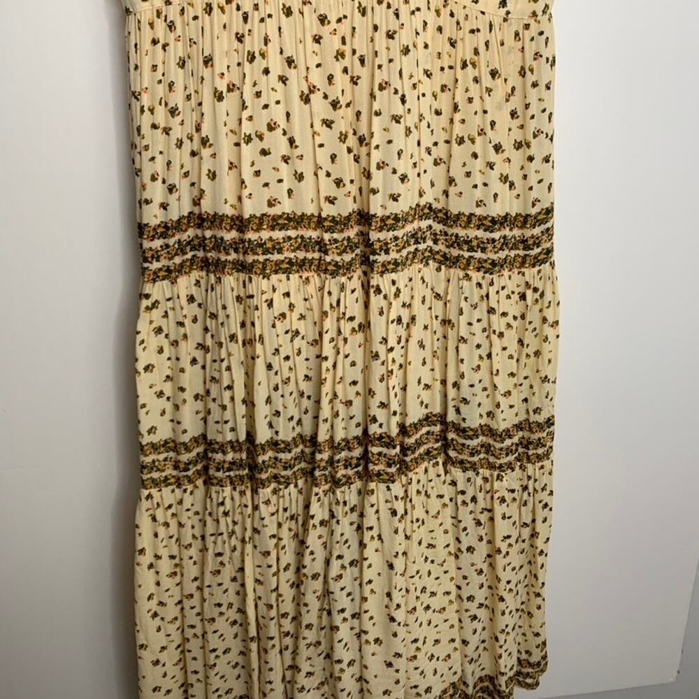 FREE PEOPLE Feeling Pleated Maxi Dress In Neutral Womens Floral Small Boho - Picture 15 of 16